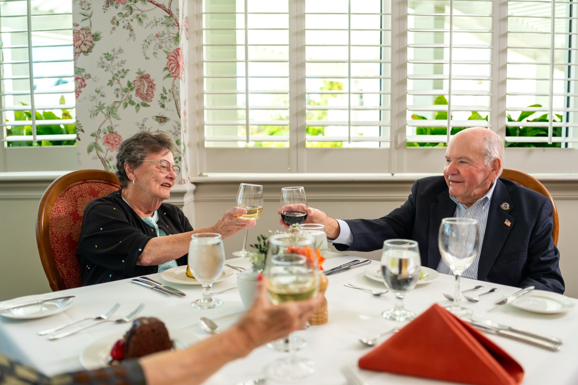 Residents dining together at a social event