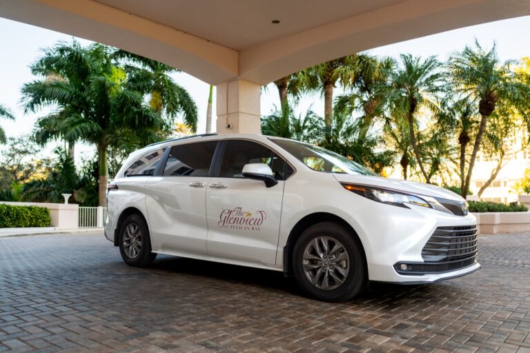 The Glenview entrance with valet service