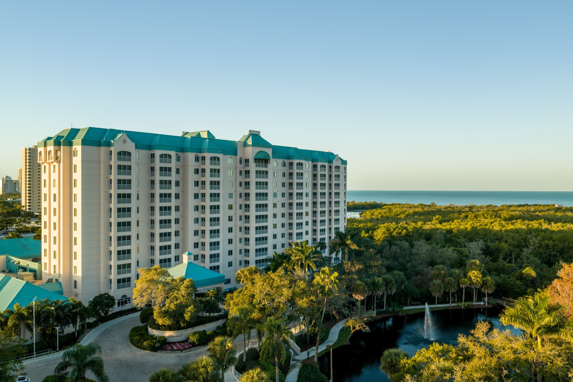 The Glenview grounds with tropical landscaping